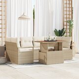 vidaXL 7-dijelni Vrtni Sofe Set s Jastucima Bež Poli Ratan | shoptok.hr