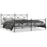  The Living Store Kovinski posteljni okvir z vzglavjem in vznožjem črn 193x203 cm - Posteljni Okvir, (21445769) | Shoptok.si