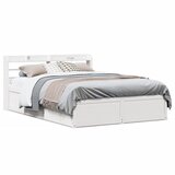 Maison Chic Posteljni okvir - Dvoposteljna postelja - Zakonska postelja z vzglavjem bel 135x190 cm trdna borovina, (21694029) | Shoptok.si