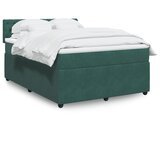 vidaXL Box spring postelja z vzmetnico temno zelen 140x190 cm žamet Cene