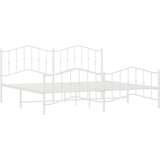 Metalni okvir kreveta uzglavlje i podnožje bijeli 200 x 200 cm | shoptok.hr