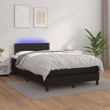  Box spring postelja z vzmetnico LED črna 120x200cm umetno usnje, (20726121) Cene