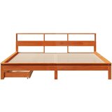  Knjižna postelja brez vzmetnice vošč. rjava 200x200 cm borovina | Shoptok.si