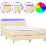  Krevet box spring s madracem LED krem 140x190 cm od tkanine | shoptok.hr