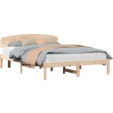 vidaXL posteljni okvir s hrbtno podporo 150x200 cm iz trdnega bora | Shoptok.si