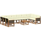 vidaXL Zunanja garnitura za sedenje 11 pcs Naravna in smetana, (5000281116) | Shoptok.si