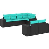 vidaXL 7-delni vrtni komplet sedežnih garnitur z blazinami črne barve poli ratan, (5000293197) | Shoptok.si