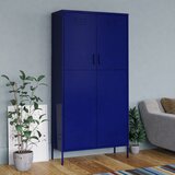 The Living Store Garderobna omara mornarsko modra 90x50x180 cm jeklo - Garderobna Omara, (21434369) | Shoptok.si