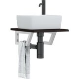 vidaXL Zidna polica za Lavabo - Umivaonik od čelika i masivne hrastovine | shoptok.hr