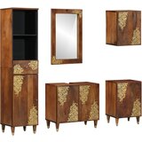 vidaXL Set kupaonskog namještaja od 5 komada Čvrsto drvo manga, Ormar za umivaonik 62x33x58 cm Čvrsto drvo manga, Ogledalo 50x70x3 cm Čvrsto drvo manga, Sideboard 38x33x160 cm Čvrsto drvo manga, Kupaonski ormar 38x33x58 cm Čvrsto drvo manga, Ormar za kupaonicu 38x33x48 cm Čvrsto drvo manga | shoptok.hr