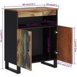  Komoda s 2 vrata 60 x 33 x 75 cm od masivnog obnovljenog drva | shoptok.hr