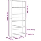  Regal za knjige bijeli 80 x 24 x 176 cm konstruirano drvo | shoptok.hr