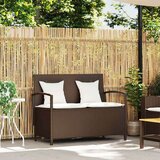 vidaXL vrtna klop za shranjevanje z blazino brown poly rattan | Shoptok.si