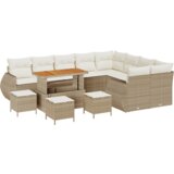 vidaXL 13-delni vrtni sofa set z blazinami bež poli ratan akacija | Shoptok.si