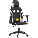  Masažni gaming stol črno in belo umetno usnje, (21377817) | Shoptok.si
