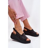 ARTIKER Ladies Sandals Made Of Natural Leather On Wedge Black | Shoptok.si