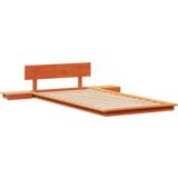  Krevetna konstrukcija s noćnim ormarićima Smeđi vosak 90x190cm Čvrsto drvo | shoptok.hr