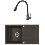 KUCHINOX Granitni sudoper Laut set s miješalicom i sifonom, crni 76x44 cm | shoptok.hr