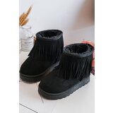 Boto Children's Fur-Lined Snow Boots with Decorative Fringes Black Nimia | ePonuda.com