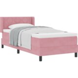 vidaXL Postelja s pomičnim dnom in vzmetnico Roza 90x190 cm Žamet | Shoptok.si