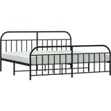 Metalni okvir kreveta uzglavlje i podnožje crni 193x203 cm | shoptok.hr