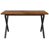  Stol za blagovanje s prirodnim rubom 160 x 70 x 75 cm Prirodna - Prirodna i crna 160 x 70 x 75 cm Živi rub | shoptok.hr