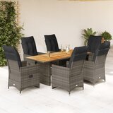 vidaXL 7-dijelni vrtni bistro set od poliratana s jastucima sivi Cijene