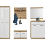 CARRYHOME garderobna omara hrast artisan, bela, visoki sijaj | Shoptok.si