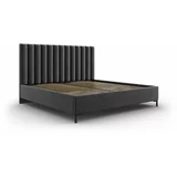 Mazzini Beds Tamno sivi tapecirani bračni krevet s prostorom za odlaganje s podnicom 160x200 cm Casey –