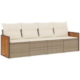  The Living Store Vrtna sedežna garnitura 4-delna z blazinami bež poli ratan - Vrtna Sedežna Garniture, (21455052) | Shoptok.si