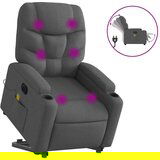 vidaXL Električni masažni naslonjač na podizanje od tkanine tamnosivi | shoptok.hr