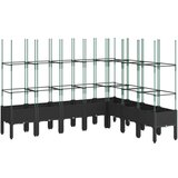  Cvetlično korito z oporno mrežo črno 200x160x142,5 cm PP | Shoptok.si