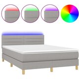  Box spring postelja z vzmetnico LED sv. siva 140x200 cm blago, (20789470) | Shoptok.si