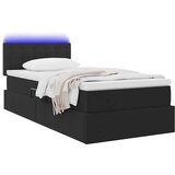  LED krevet za pohranu s madracem Crna 90 x 200 cm Baršun | shoptok.hr