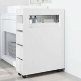 vidaXL Ozka kopalniška omarica s kolesi bela inženirski les | Shoptok.si