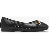Resti Black women's openwork ballerinas with gold ornament Serilla- Footwear | ePonuda.com
