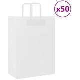 vidaXL Papirnate vrečke 50 kosov z ročaji bela 32x17x44 cm | Shoptok.si