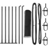 vidaXL Šesterokotna ograda Siva 0.4x10 m Jeklo, Ograjni stebri z osnovnimi ploščami 7 kos Ø32mm 50cm Galvanizirano jeklo | Shoptok.si