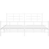 vidaXL Kovinski posteljni okvir z vzglavjem in vznožjem bel 193x203 cm, (21007173) | Shoptok.si
