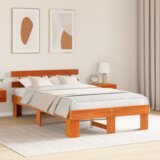  Krevetna konstrukcija s naslonom smeđa 120x200 cm masivna borovina | shoptok.hr