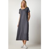  Women's Anthracite Daily Pocket Knitted Combed Combed Dress | ePonuda.com