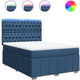 vidaXL Box spring postelja z vzmetnico modra 160x200 cm blago, (21309486) | Shoptok.si