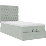 vidaXL Otomanski posteljni okvir z vzmetnicami siv 80x200 cm žamet | Shoptok.si