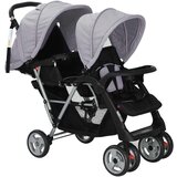 vidaXL Tandemska dječja kolica čelična sivo-crna | shoptok.hr