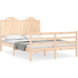 Maison Chic Posteljni Okvir - Dvoposteljna postelja z vzglavjem 140x200 cm trden les, (22080552) | Shoptok.si