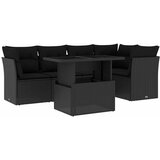  6-dijelni set vrtnih sofa s jastucima crni od poliratana Crna 100 x 55 x 73 cm | shoptok.hr