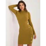 Fashion Hunters Olive Green Fitted Knitted Dress