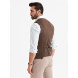 Ombre Fitted men's structured knit vest with lapels - brown | Shoptok.si