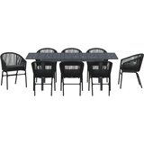 Vrtni set za objed 9 kom. Crna poliratan 211,5 x 90 x 74 cm | shoptok.hr