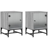  The Living Store Nočna omarica s steklenimi vrati 2 kosa siva sonoma 35x37x50 cm - Nočna Omarica, (21442884) | Shoptok.si